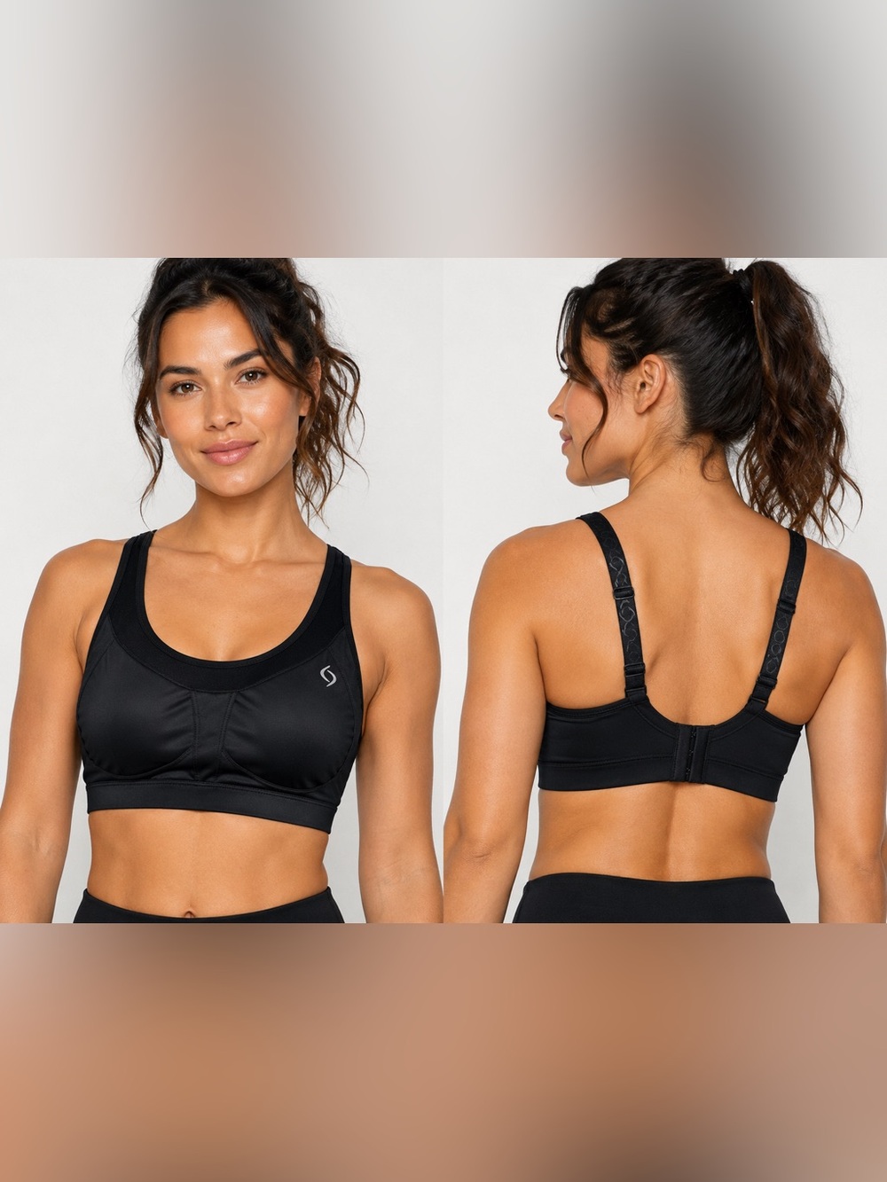 Moving Comfort Brooks Sports Bra Black 34CD 36C Medium High Impact Adjustable